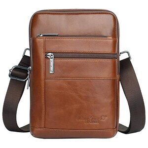 Small Leather Sling Shoulder Bag Brown 5